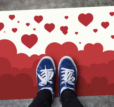 Alfombra vinílica diseño nubes de corazón - TenVinilo