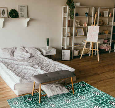 Vinyl teppich küche grün blumenfliesen - TenStickers