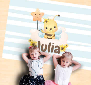 Abelha de animais fofos com nome tapete de jogo de bebê - TenStickers