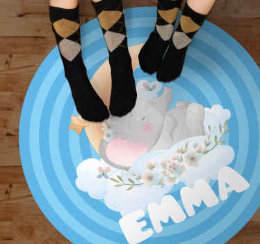 Roztomilý slon se jménem dětské vinylový koberec na hraní - TenStickers