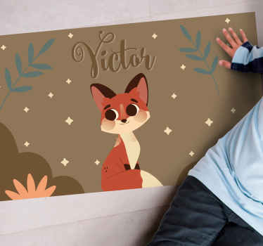Cute fox for boy with name baby play mat - TenStickers