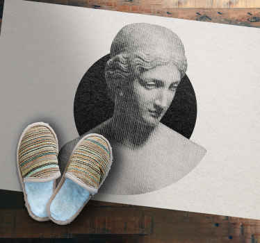 Alfombra vinílica minimalista perfil de escultura clásica - TenVinilo