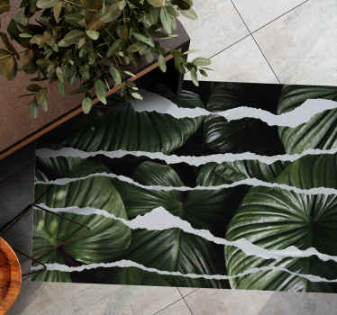 Alfombra vinílica naturaleza patrón de hojas rasgadas - TenVinilo