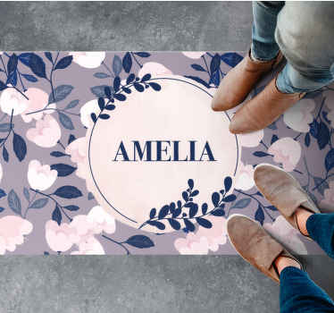 파스텔 색상의 꽃과 이름 맞춤 매트 - TenStickers