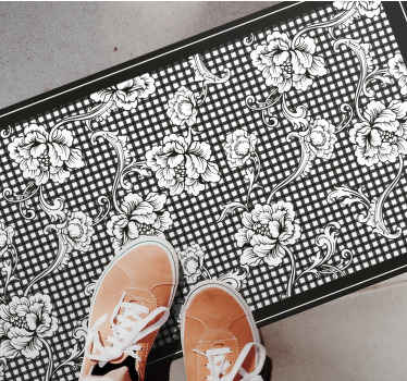 Black white gingham pattern entrance hall tiles - TenStickers