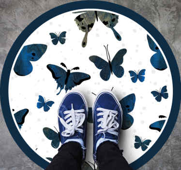 Blå sommerfuglemotiv vinyltæpper med dyr - TenStickers