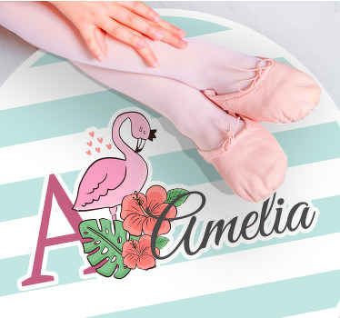 Alfombra vinílica bebé Lindos animales flamencos con nombre - TenVinilo