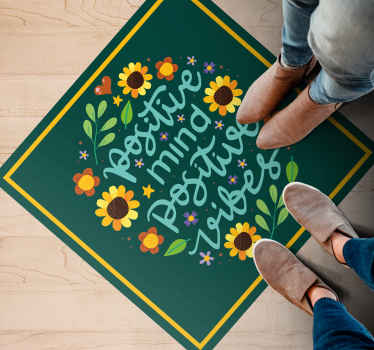 Alfombra vinílica frase vibraciones mentales positivas - TenVinilo