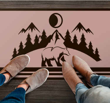 Bear with mountains in the back modern rug - TenStickers