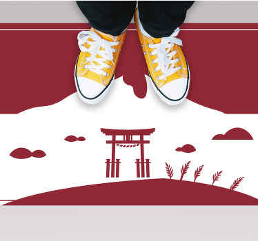 Japanese Landscape world map vinyl rug - TenStickers