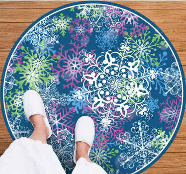 Tapis vinyle noël motif de flocon de neige coloré - TenStickers