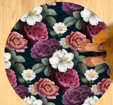 Alfombra vinílica flores elegante composición botánica - TenVinilo
