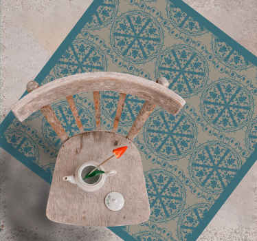 독특한 파란색과 회색 패턴의 빈티지 깔개 - TenStickers