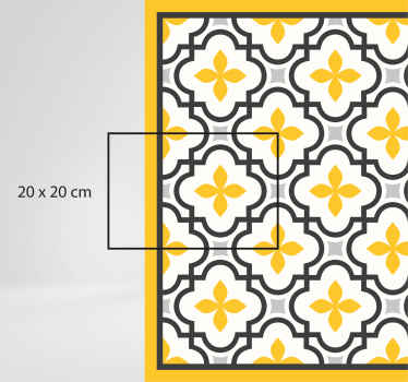 Alfombra vinílica hidráulica Patrón de flores gris y amarillo - TenVinilo