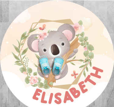 Alfombra vinilo redonda Lindos animales koala con nombre - TenVinilo