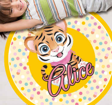 Personlig tiger vinyl tæppe med navn - TenStickers