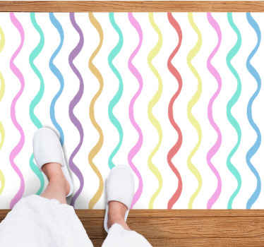 Vinyl Teppich nordisch wellige bunte linien - TenStickers