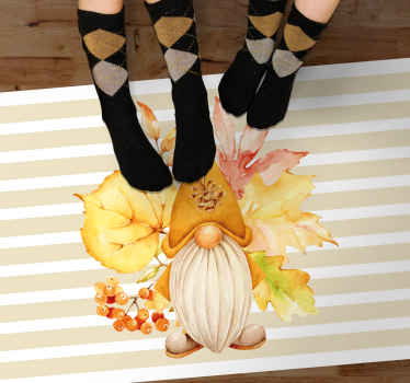 Alfombra vinílica rayas amuleto de gnomo de otoño - TenVinilo