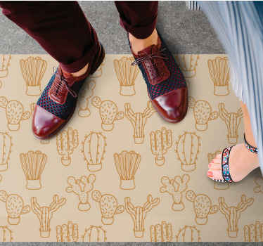 Alfombra vinílica flores ilustración de cactus - TenVinilo