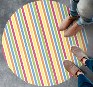 οριζόντιο πολύχρωμο ριγέ κυκλικό χαλί - TenStickers