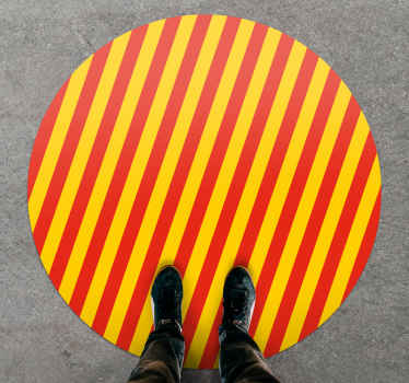 Alfombra vinilo redonda Rayas horizontales naranjas y rojas - TenVinilo
