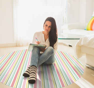 Alfombra vinilo redonda Diseño de rayas multicolor pastel horizon - TenVinilo