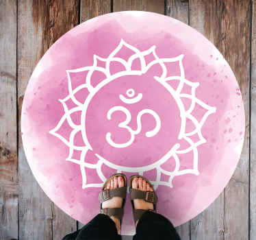 Pink Lotus Symbol mandala vinyl rug - TenStickers