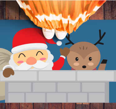 Munter julemandsscene jule vinyltæppe - TenStickers