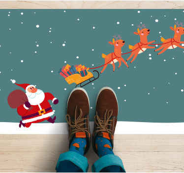 Julemandens kanerejse jule vinyltæppe - TenStickers