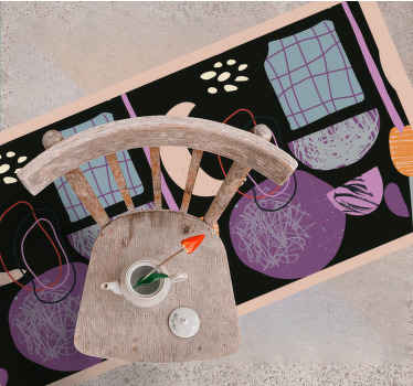 Alfombra vinílica moderna elementos geométricos nocturnos - TenVinilo