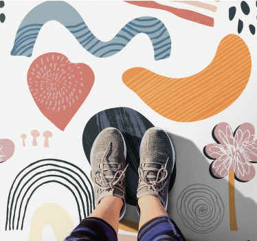 Alfombra vinílica moderna conjunto de formas abstractas - TenVinilo