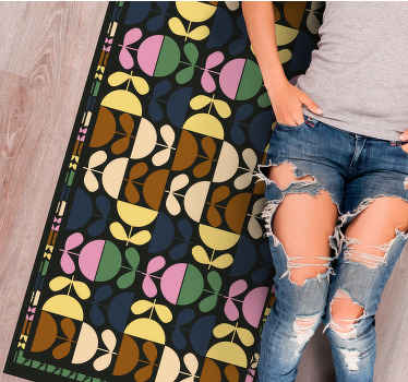 Alfombra vinílica hidráulica motivos de hojas vibrantes - TenVinilo