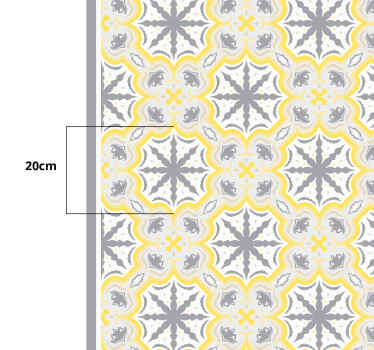 Alfombra vinilo cocina patrón de estrella gris y amarilla - TenVinilo