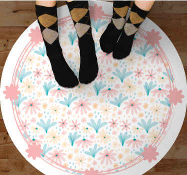 Gentle Bloom Motif floral vinyl rug - TenStickers