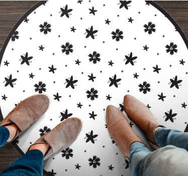 μαύρο και άσπρο μελάνι κυκλικό χαλί - TenStickers