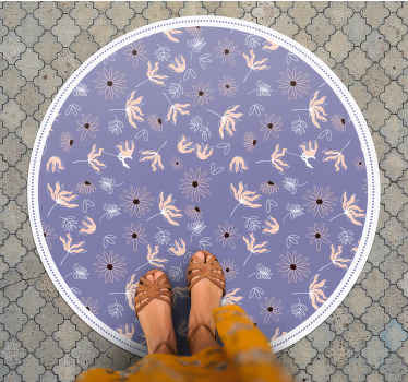 Vinyl Teppich rund Orange und lila abstrakte blume - TenStickers