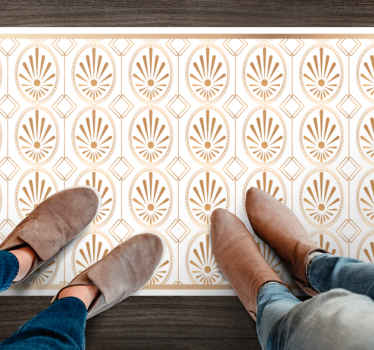 Alfombra de vinilo geométrica Arte moderno deco blanco y dorado - TenVinilo