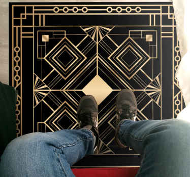 Modern art black and golden deco geometric rugs - TenStickers