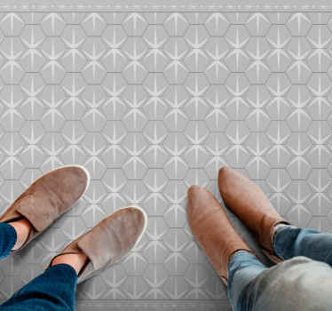 Alfombra vinílica gris patrón de estrella hexagonal - TenVinilo