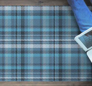 Alfombra vinílica rayas cuadros azules estampados - TenVinilo
