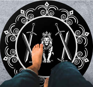 Veličastni levji emblem Okrogla vinilna preproga - TenStickers