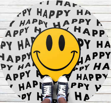 Alfombra vinílica vintage Gran carita feliz - TenVinilo