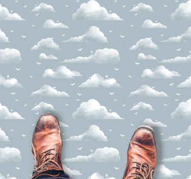 Cloudy Sky Pattern nursery vinyl rug - TenStickers