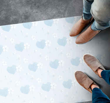 80'lerin doğal çiçekli mavi desenli vintage halısı - TenStickers