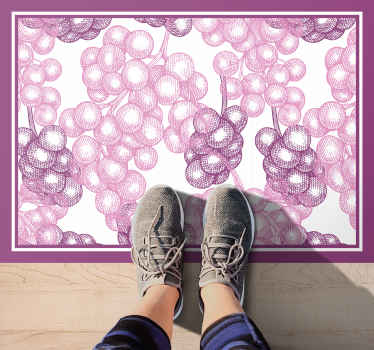 Alfombra vinílica flores diseño de uvas moradas - TenVinilo