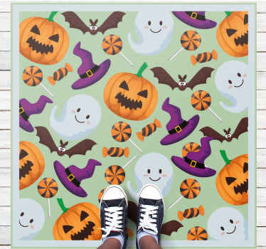 Alfombra vinílica Halloween Fantasmas de dibujos animados con pat - TenVinilo