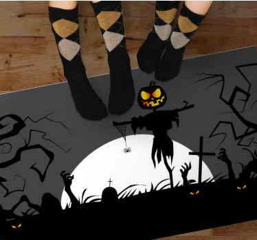 Tapis vinyle pour halloween décor de cimetière étrange - TenStickers