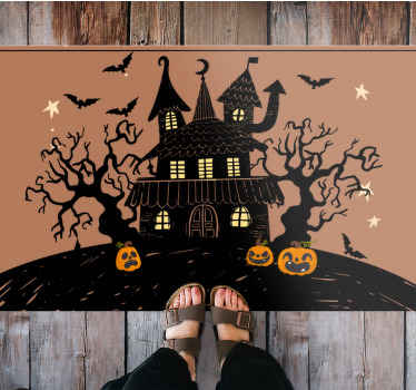 Spookhuis scène vinyl tapijt Halloween - TenStickers