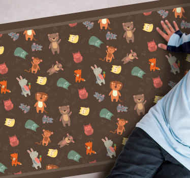 かわいい野生動物とフクロウのリビングルームの敷物 - TENSTICKERS