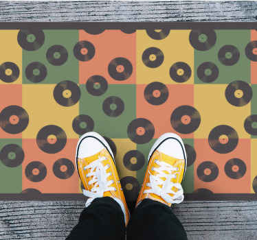 Alfombra vinílica mosaico discos de vinilo coloridos - TenVinilo